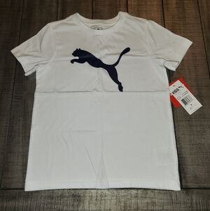 NWT Puma White Tee with Navy Puma Logo
